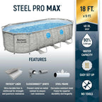 Power Steel Swim Vista Series II 14' x 8' 2" x 39.5" Above Ground Outdoor Swimming Pool Set