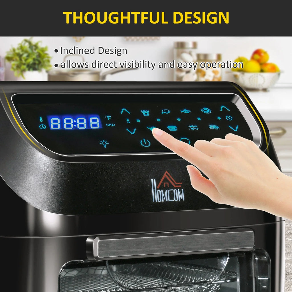 GVJMTKP 12 QT Air Fry Oven 8 In 1 Countertop Oven Combo with Air Fry Roast Broil Bake and Dehydrate 1700W with Accessories and LED Display Black
