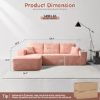 ovios 104" Cloud Sectional Couch with L-Shape Chaise,Modern Modular Sofa with Deep Seat, Upholstered Couches for Living Room Bedroom,No Assembly Required, Grey (Plush Corduroy Fabric)