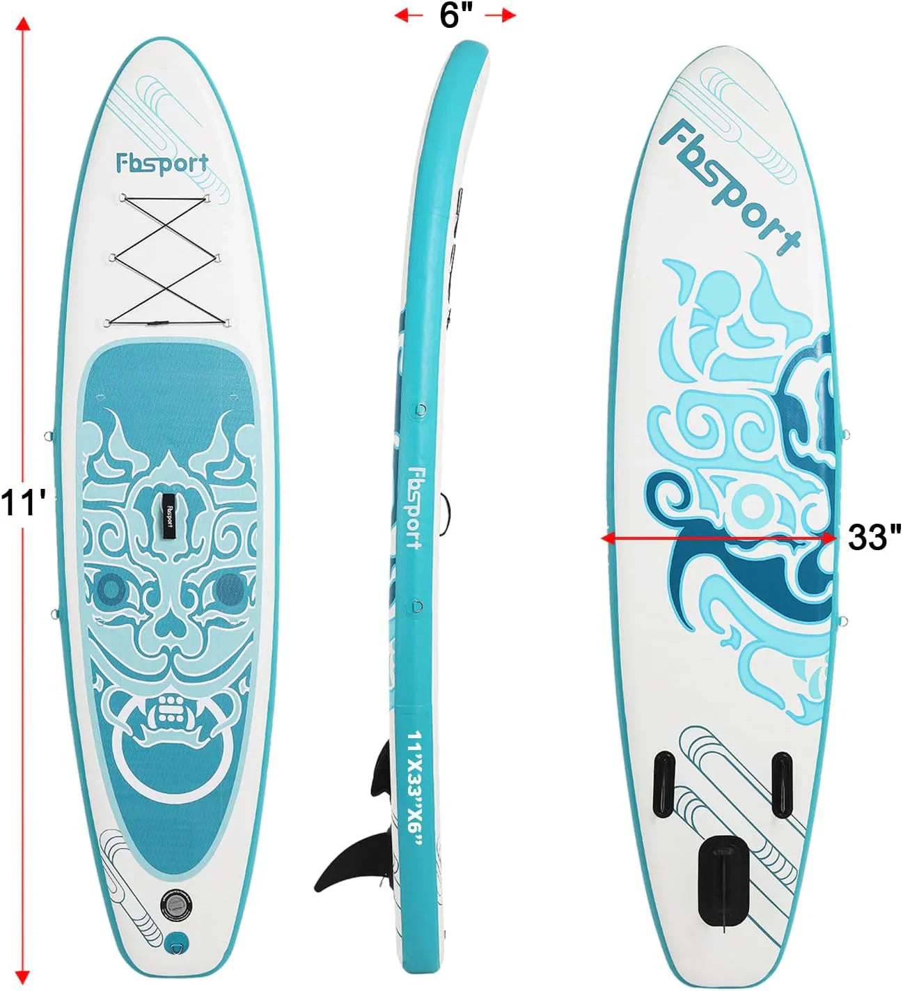 FBSPORT 11' Premium Stand Up Paddle Board Yoga Board with Durable SUP Accessories Carry Bag