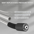 Pressure Washer Pro, Electric Wall Mount Power Washer with 100FT Retractable Pressure Hoses, 3300PSI, 1.6GPM, 4 Nozzles, Foam Cannon for Cars/Patios, Dark Silver