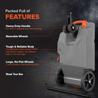36-Gallon Portable Camper / RV Tote Tank - Features Large Heavy-Duty No-Flat Wheels & Built-In Gate Valve - Removable Steel Tow Adapter, 3 ?RV Sewer Hose & More RV Accessories (39006)
