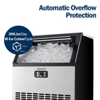 EUHOMY Commercial Ice Maker Machine, 100lbs/24H Stainless Steel Under Counter ice Machine with 33lbs Ice Storage Capacity, Freestanding Ice Maker.