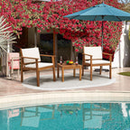 Flamaker Patio Furniture 4 Piece Outdoor Acacia Wood Patio Conversation Sofa Set with Table & Cushions Porch Furniture for Deck, Balcony, Backyard