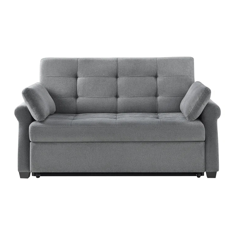 Serta Sabrina 73" Queen Rolled Arm Tufted Back Convertible Sleeper Sofa with Cushions (Dark Gray)