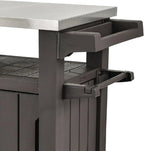 Keter Outdoor Rolling Table Cart for Food Prep, Storage, Bar & Grill, Dark Brown
