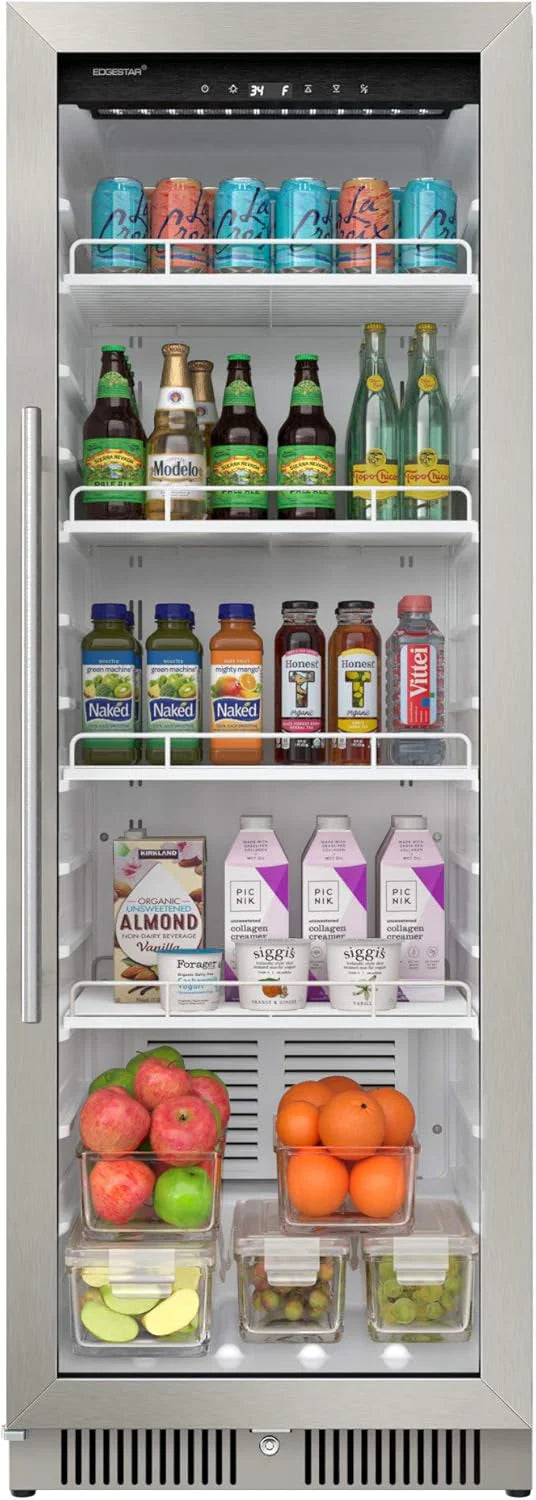 EdgeStar VBM101 22" Wide 10.1 Cu. Ft. Commercial Beverage Merchandiser ?C Stainless Steel, Temp Alarm, Reversible Door