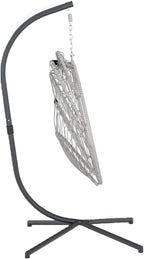 Yechen Indoor Outdoor Egg Hanging Chair with Stand, Patio Wicker Swing Egg Chair Indoor Swinging Chair Outdoor Hammock Egg Chair 350lbs Capacity for Patio Bedroom Balcony, Charcoal Grey (EG-001)