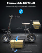 Gyroor Adult Electric Scooter with Large Center Basket 20 Mile Range Foldable and Seat