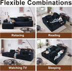 Cloud Sectional Couch with L Shape Chaise Modern Modular Sofa with Deep Seat Built in Cup Holder