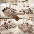 ovios 104" Cloud Sectional Couch with L-Shape Chaise,Modern Modular Sofa with Deep Seat, Upholstered Couches for Living Room Bedroom,No Assembly Required, Grey (Plush Corduroy Fabric)