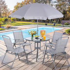 Vongrasig 6 Piece Folding Patio Dining Set Small Metal Outdoor Garden Patio Table and Chair Set