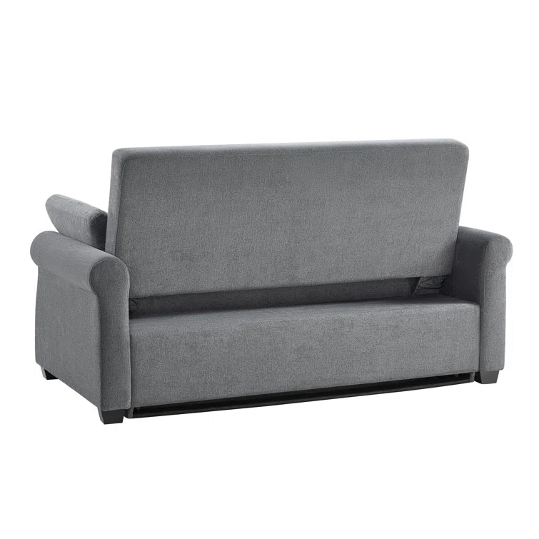 Serta Sabrina 73" Queen Rolled Arm Tufted Back Convertible Sleeper Sofa with Cushions (Dark Gray)
