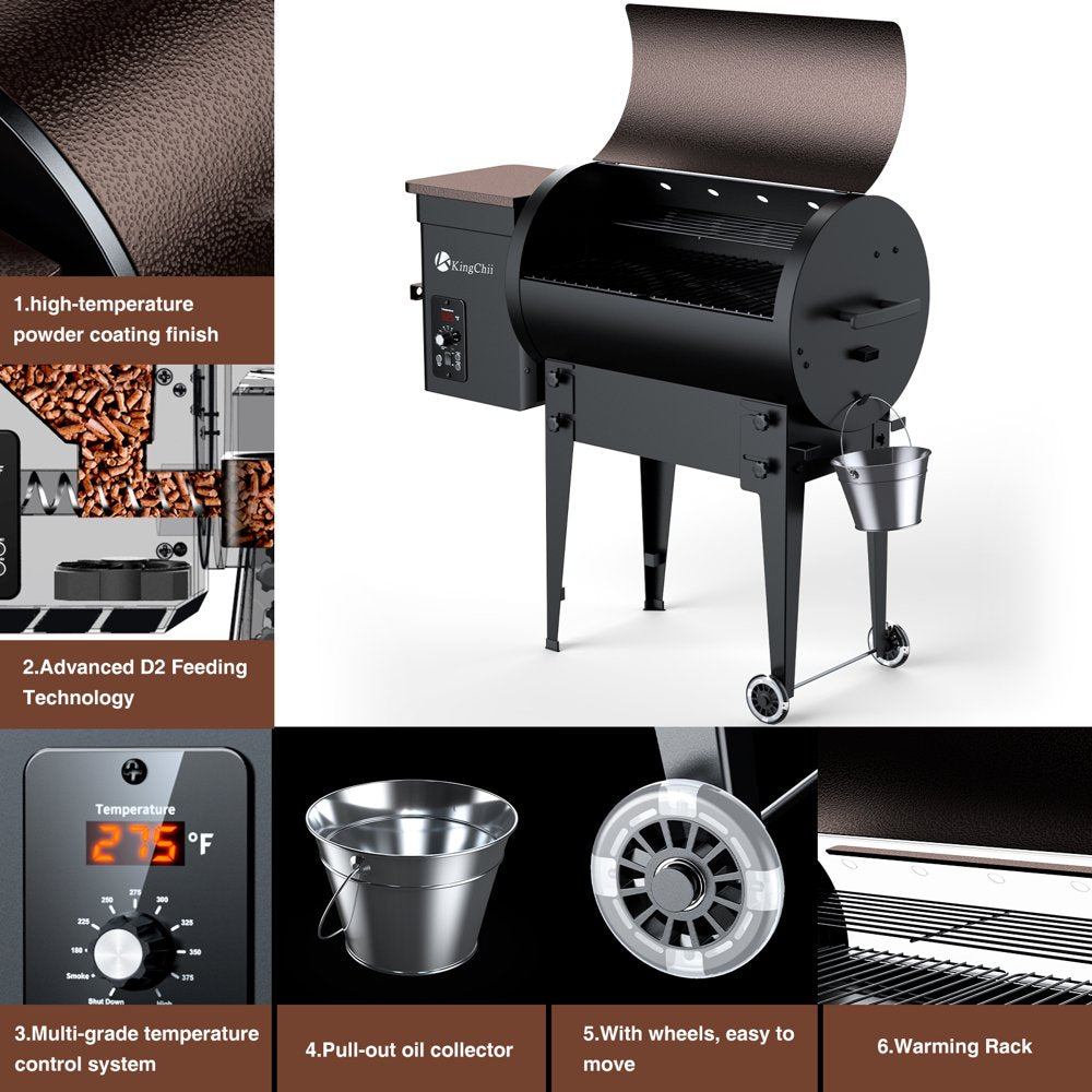 KingChii 456 sq. in Wood Pellet Smoker & Grill BBQ with Auto Temperature Controls