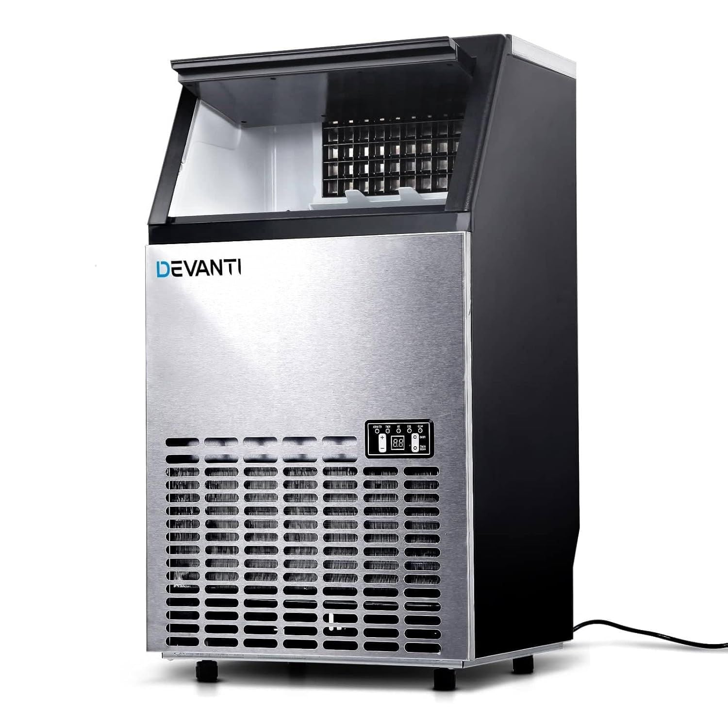 Devanti Stainless Steel 24-Hour Ice Cube Maker for Home and Outdoor Use