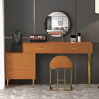 Modern Blue Makeup Vanity Set Retracted Dressing Table Cabinet&amp;Stool&amp;Mirror Included
