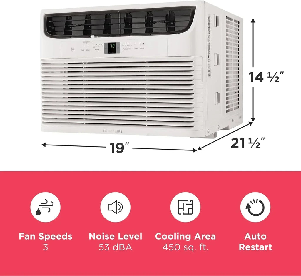Frigidaire 5,000 BTU Window Air Conditioner Remote Control Cools Up to 150 Sq. Ft. Quiet Operation