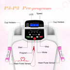 FYC Foldable Treadmills for Home, 2.5 HP, 7.5 MPH, Electric Running Treadmill Quiet Brushless Proform Treadmill for Home Gym, Running Machine with Heart Rate Sensor with LED Display (Pink)