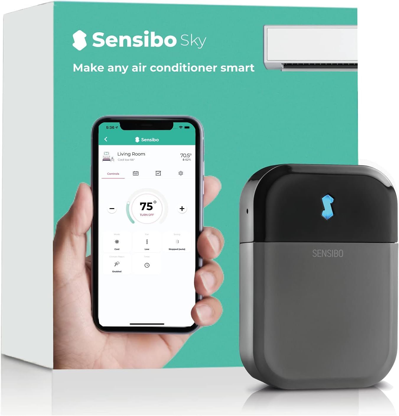 Sensibo Sky Smart AC Controller - Easy Setup, Energy-Saving & Voice Compatible