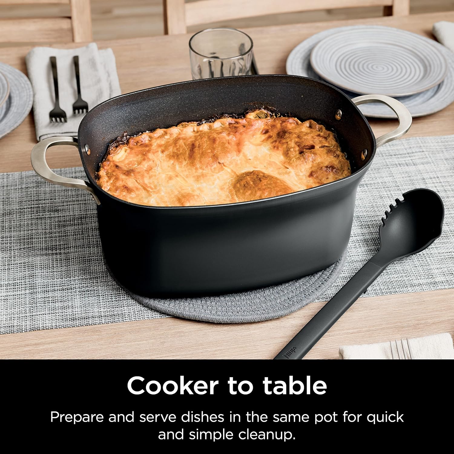 Ninja Slow Cookers 8.5-Quart Multi-Cooker with Dutch oven, steamer, glass lid with integrated spoon, nonstick and oven-safe pot