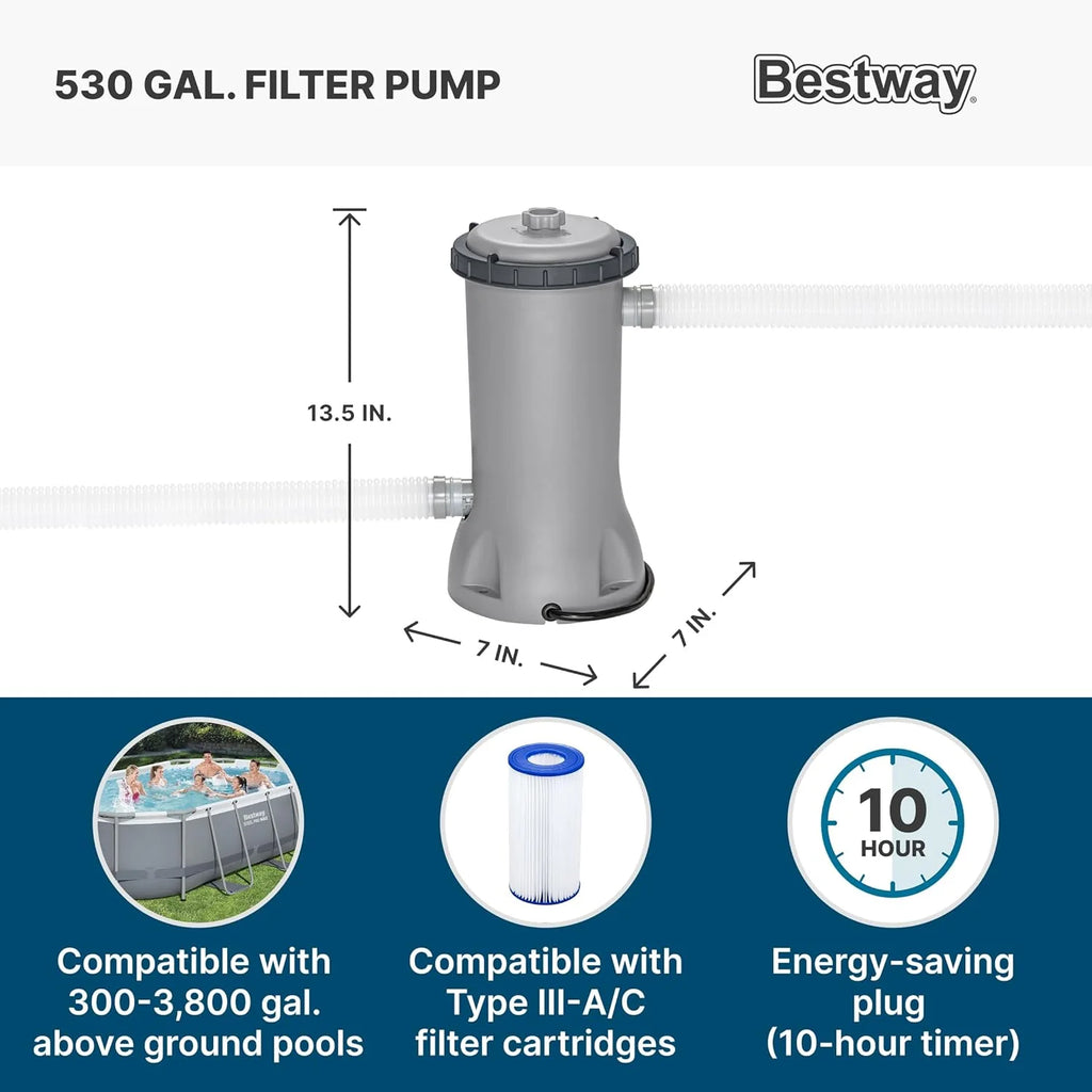 Power Steel 14' x 8'2" x 39.5" Oval Above Ground Pool Set | Includes 530gal Filter Pump, Ladder, ChemConnect Dispener