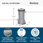 Power Steel 14' x 8'2" x 39.5" Oval Above Ground Pool Set | Includes 530gal Filter Pump, Ladder, ChemConnect Dispener