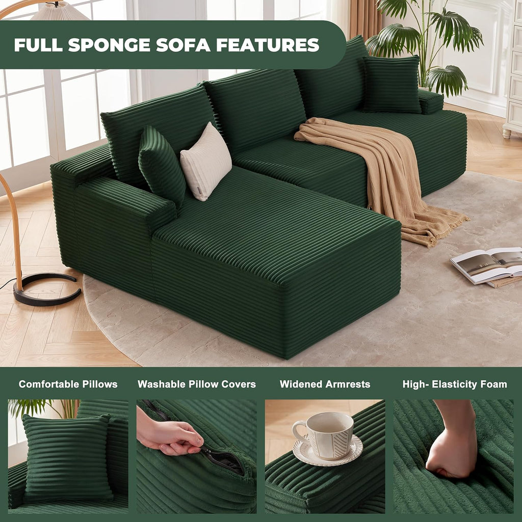 110 Cloud Sectional Couch, Boneless Sofa for Living Room Modular Sectional Sofa with Deep Seat
