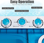 COSTWAY Double Tub 26 lb Capacity Laundry 18 lb 8 lb Spin Combo with Timer Knob Built-in Drain Pump Small Portable Washing Machine