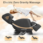 2025 Massage Chair Full Body, Zero Gravity Massage Chair with 10 Fix Rollers, Heating, Foot Massage, Auto Modes, Bluetooth Speaker, Touch Screen Controller (Black & Brown)