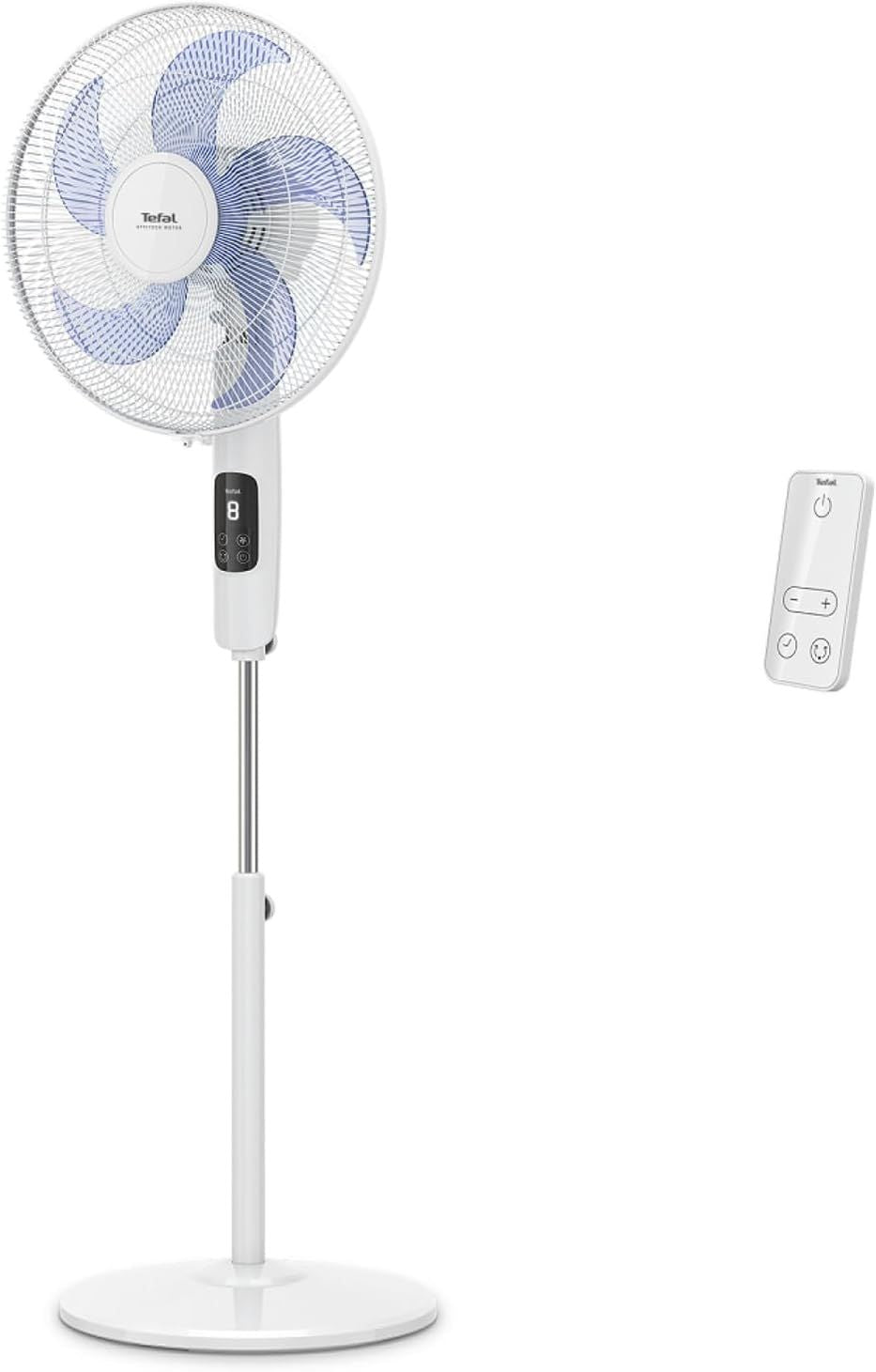Tefal Turbo Silence Eco Fan with Remote Control, 5 Blades, 8 Speed Settings