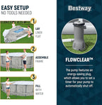 Steel Pro MAX 14 Foot x 48 Inch Round Metal Frame Above Ground Outdoor Swimming Pool Set with 1,000 Filter Pump, Ladder, and Cover, Gray