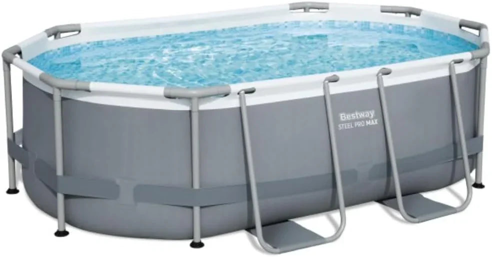 Power Steel 14' x 8'2" x 39.5" Oval Above Ground Pool Set Includes 530gal Filter Pump Ladder