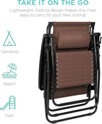 Best Choice Products Folding Zero Gravity Recliner Patio Lounge Chair Adjustable Canopy Shade