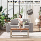 Hanherry 89" Sofa for Living Room, Modern Comfy Sofa with Medium Firm Seat Cushion, Removable Cover,Wide Armrest,USB/Type-C Port,Chenille Fabric Couches for Small Space,Apartment