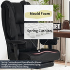 Large Tall Office Chair 400 lbs Wide Seat, Leather High Back Executive Office Chair with Footrest, Ergonomic Office Chair Lumbar Support to Relieve Lower Back Pain (Beige)