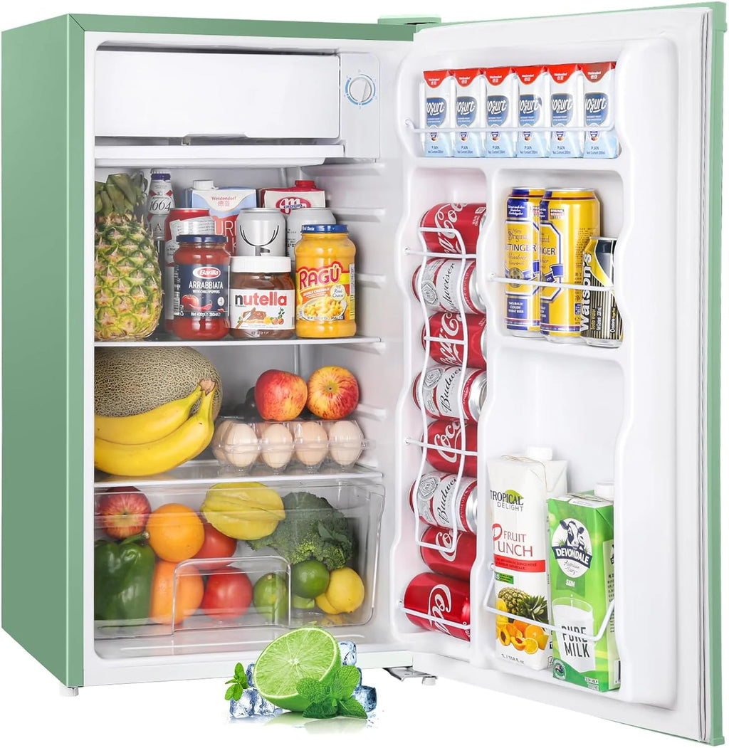Upstreman 3.2 Cu.Ft Mini Fridge with Freezer ?C Single Door Compact Refrigerator for Dorm, Bedroom, or Office ?C Adjustable Thermostat, Black (BR321)
