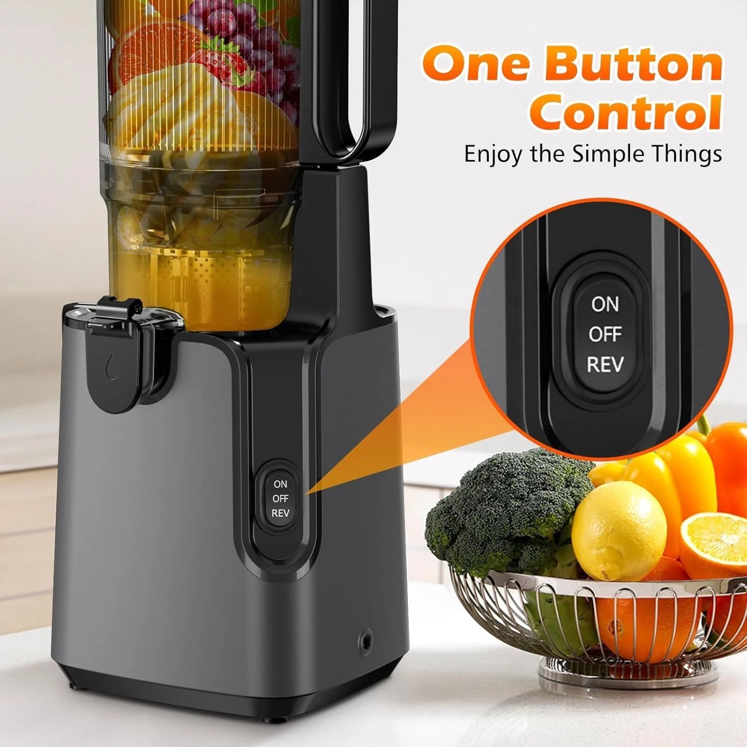 Juicer Machines with 5.8" Large Feed Chute Cold Press Juicer Slow Masticating juicer