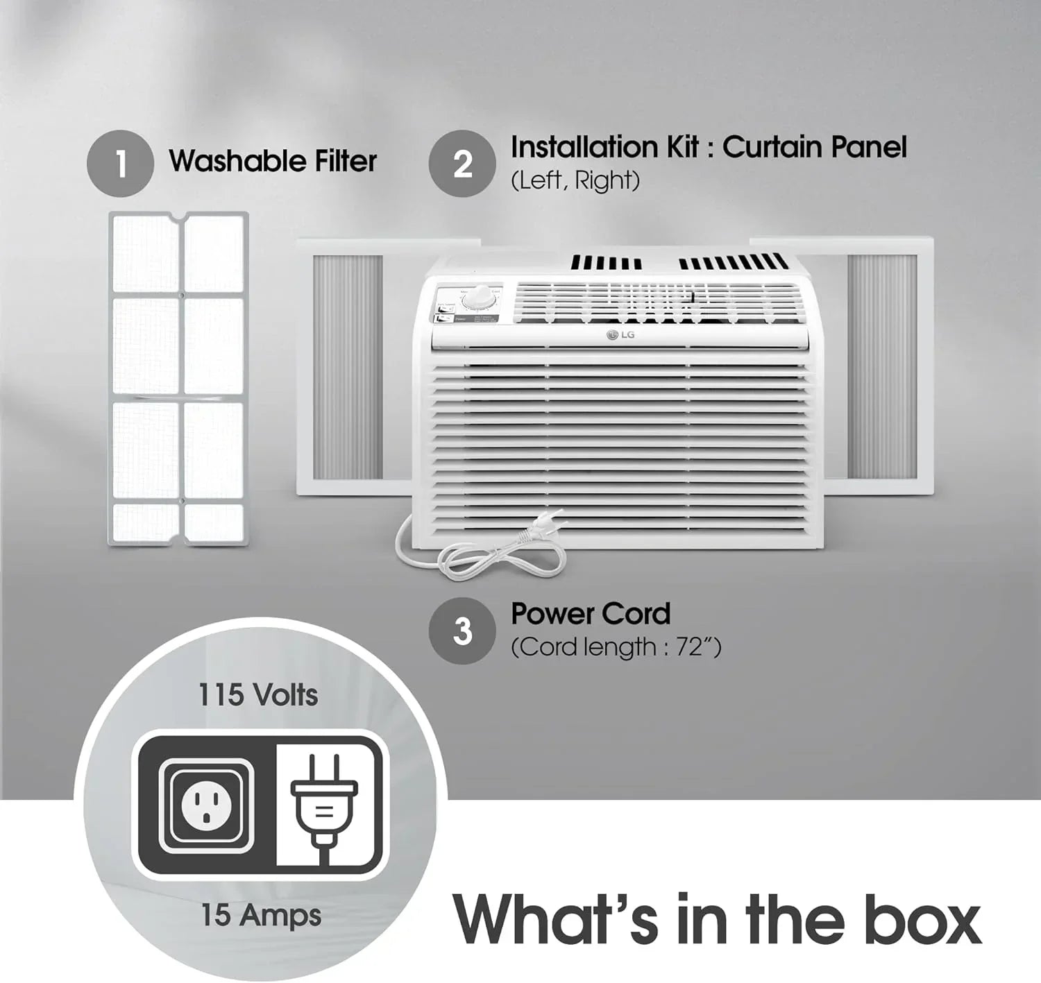 LG 5000 BTU Window Air Conditioners Easy Mechanical Control Ultra-Quiet Compact-size Cools Filter