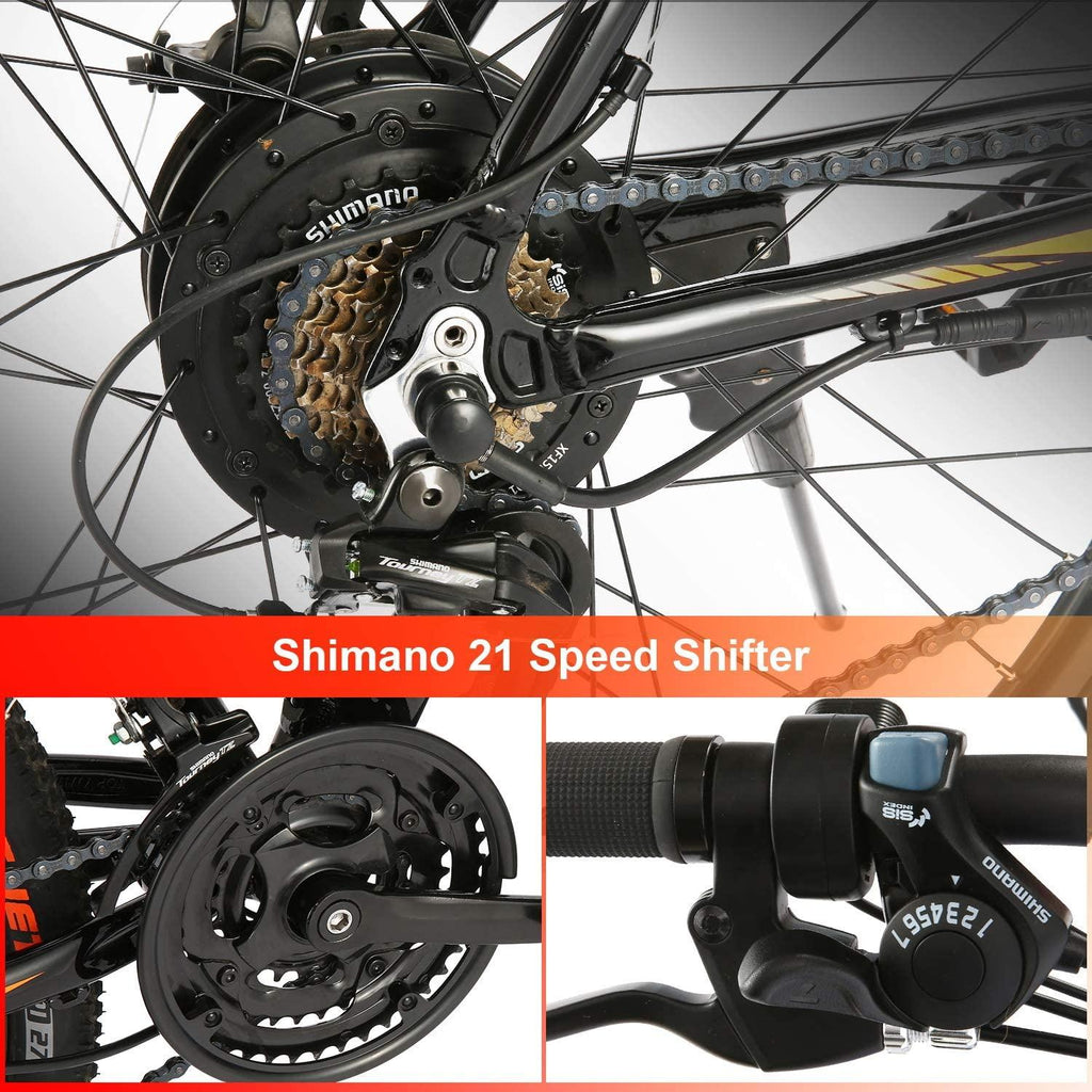 ANCHEER Electric Bike Electric Mountain Bike 350W Ebike 26?? Electric Bicycle, 20MPH Adults Ebike with Removable 7.8/10.4Ah Battery, Professional 21 Speed Gears