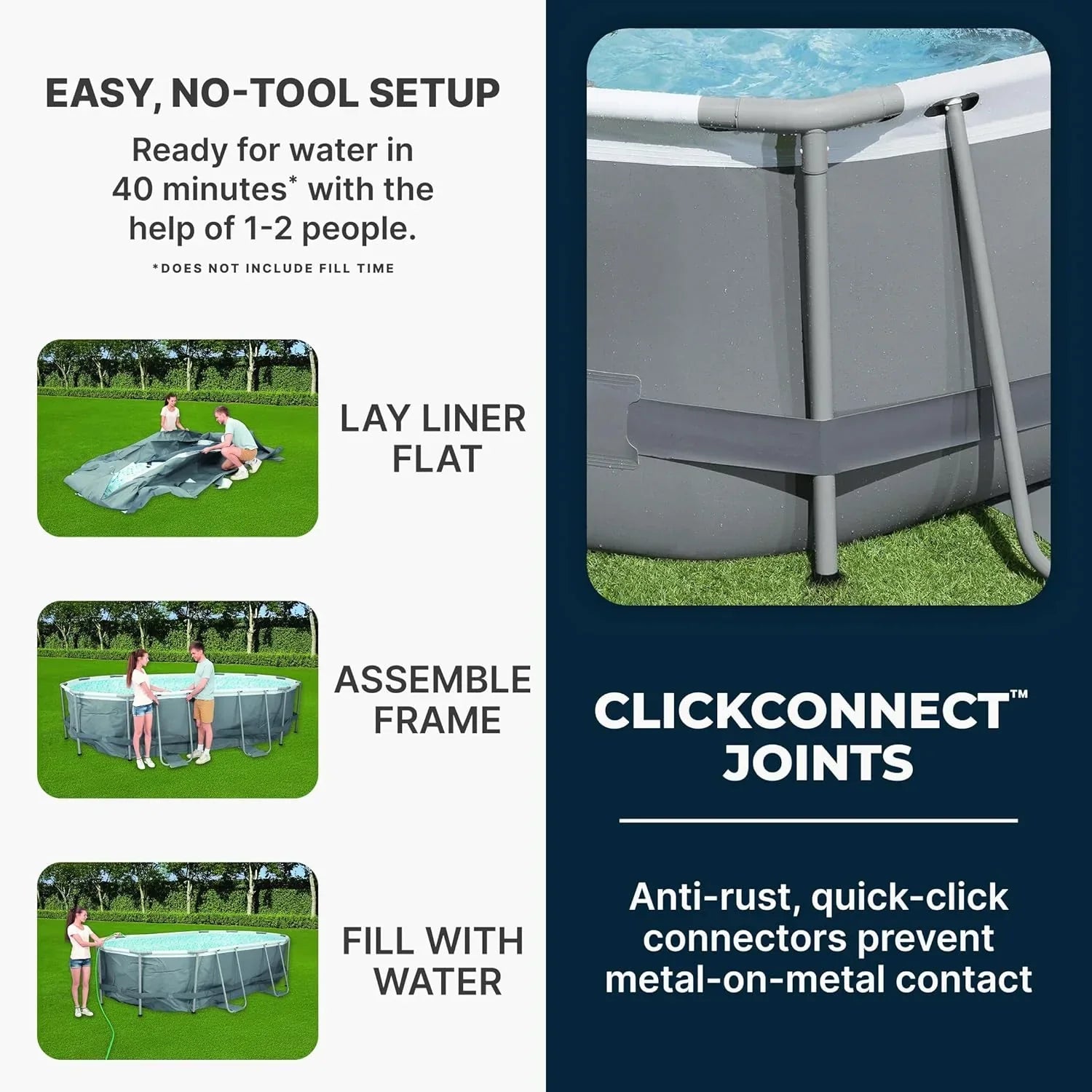Power Steel 14' x 8'2" x 39.5" Oval Above Ground Pool Set Includes 530gal Filter Pump Ladder