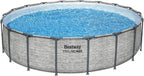 Steel Pro MAX 14 Foot x 48 Inch Round Metal Frame Above Ground Outdoor Swimming Pool Set with 1,000 Filter Pump, Ladder, and Cover, Gray