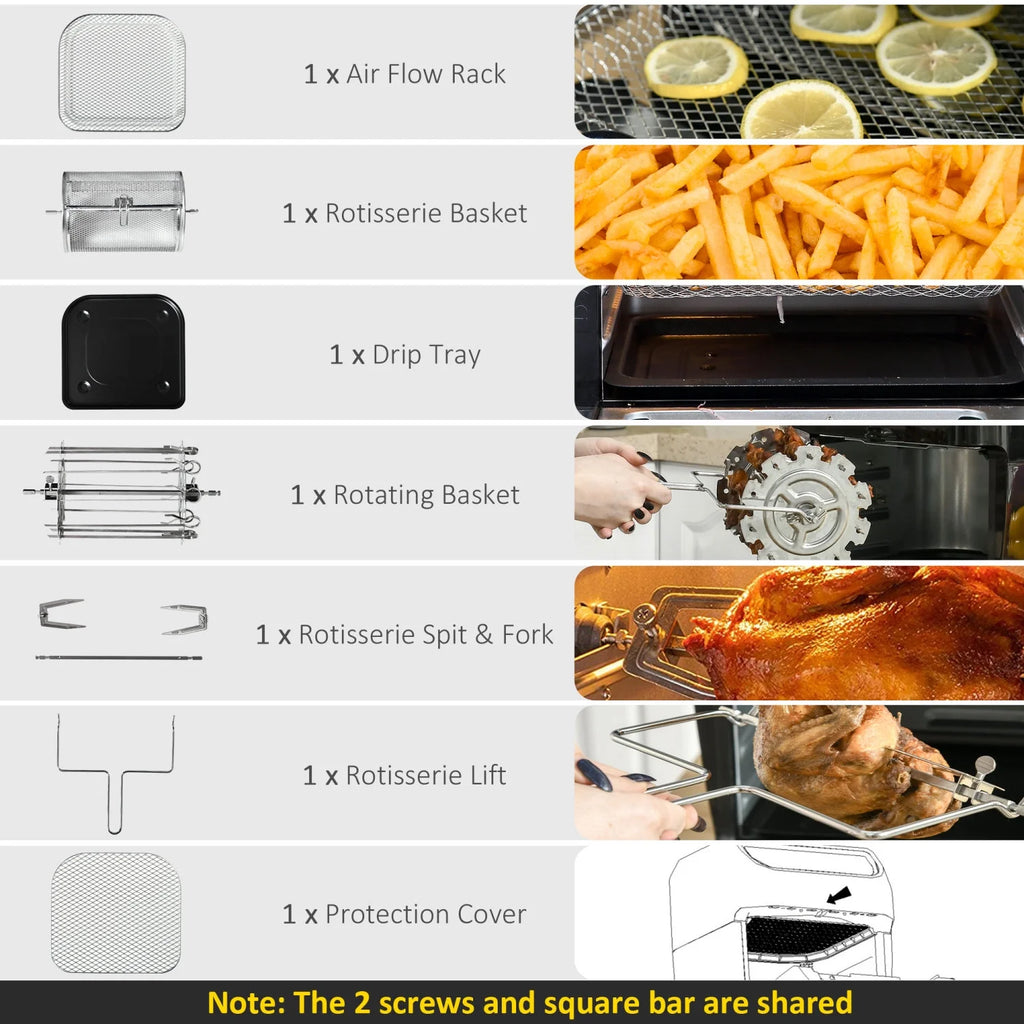 GVJMTKP 12 QT Air Fry Oven 8 In 1 Countertop Oven Combo with Air Fry Roast Broil Bake and Dehydrate 1700W with Accessories and LED Display Black