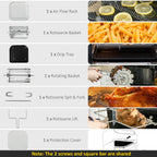 GVJMTKP 12 QT Air Fry Oven 8 In 1 Countertop Oven Combo with Air Fry Roast Broil Bake and Dehydrate 1700W with Accessories and LED Display Black