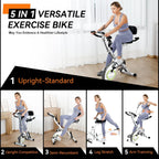 Foldable Exercise Bike Stationary Bikes for Home, 5 IN 1 Indoor Workout Bike, Cycling Bike with 16-Level Quiet Magnetic Resistance, 6.6 LBS Flywheel and 300LBS Capacity, 2025 Designed 817 X-bike