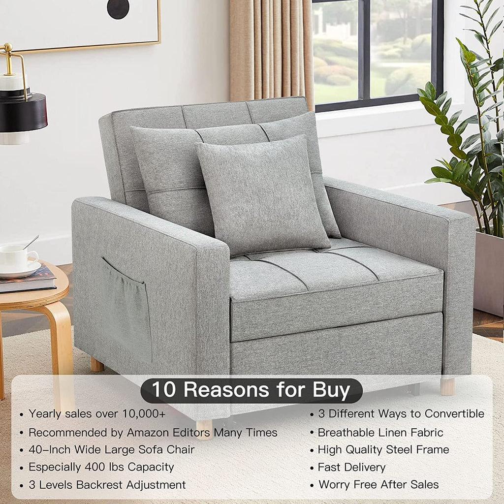 ?? 40 Inch 3-in-1 Convertible Chair Bed,Sofa Bed.