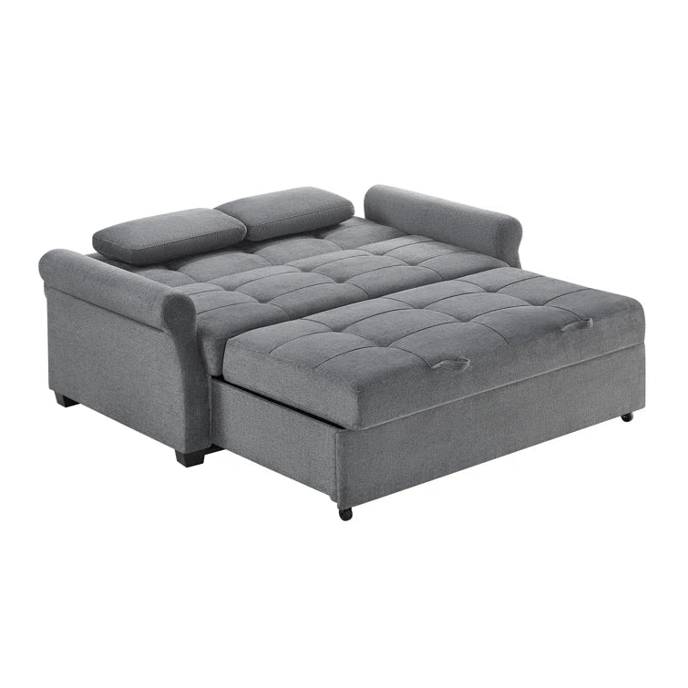 Serta Sabrina 73" Queen Rolled Arm Tufted Back Convertible Sleeper Sofa with Cushions (Dark Gray)