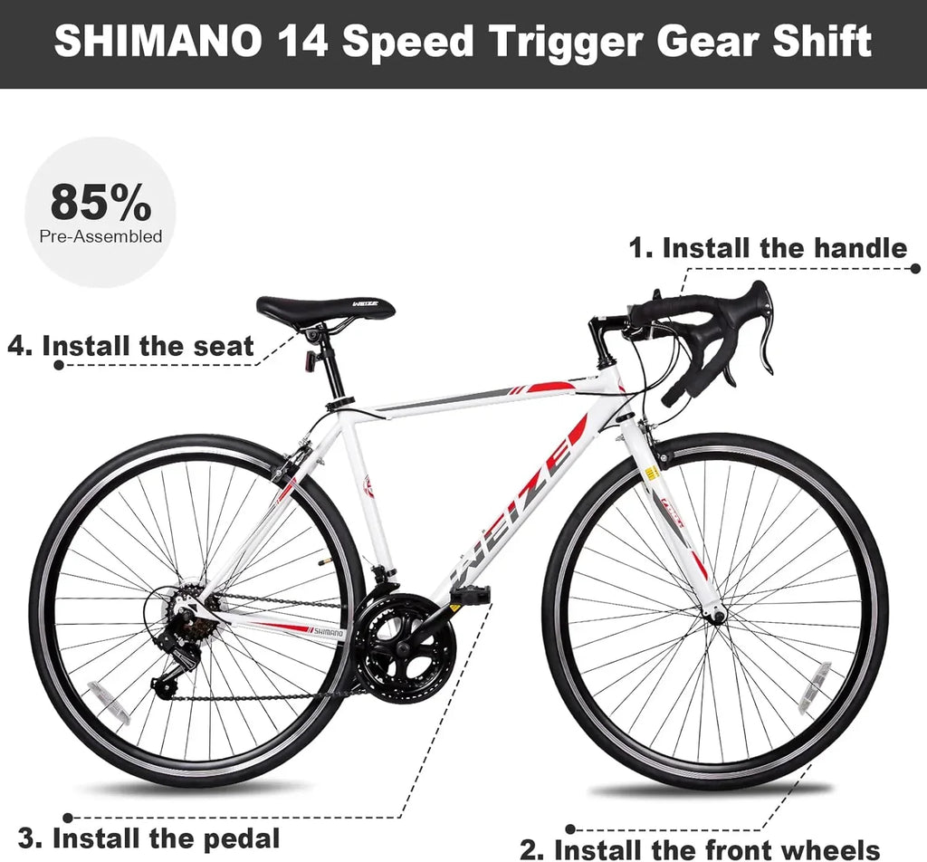 WEIZE Road Bike 700C Wheel City Commuter Bicycle Shimano 14 Speed Drop Bar Racing Adult Bike