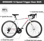 WEIZE Road Bike 700C Wheel City Commuter Bicycle Shimano 14 Speed Drop Bar Racing Adult Bike