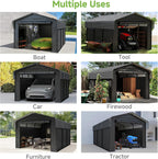 10'x15' Heavy Duty Metal Carport Outdoor Garage Car Shelter Shade with Heavier Frame