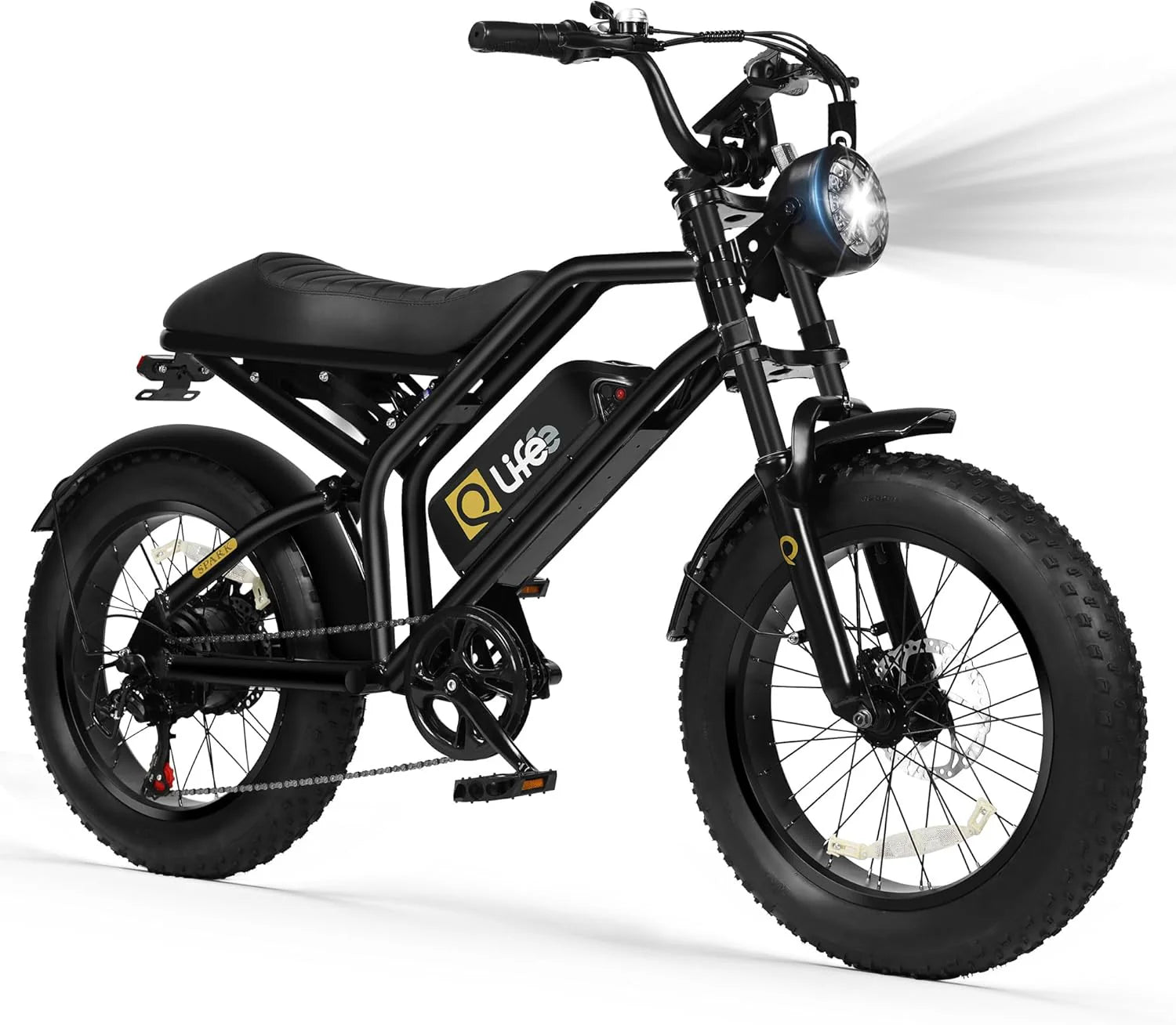 Qlife Electric Bike for Adults/Teens Spark-1500W Peak Motor 20" Fat Tires 28MPH(Unlock to 35MPH) Dirt Bike